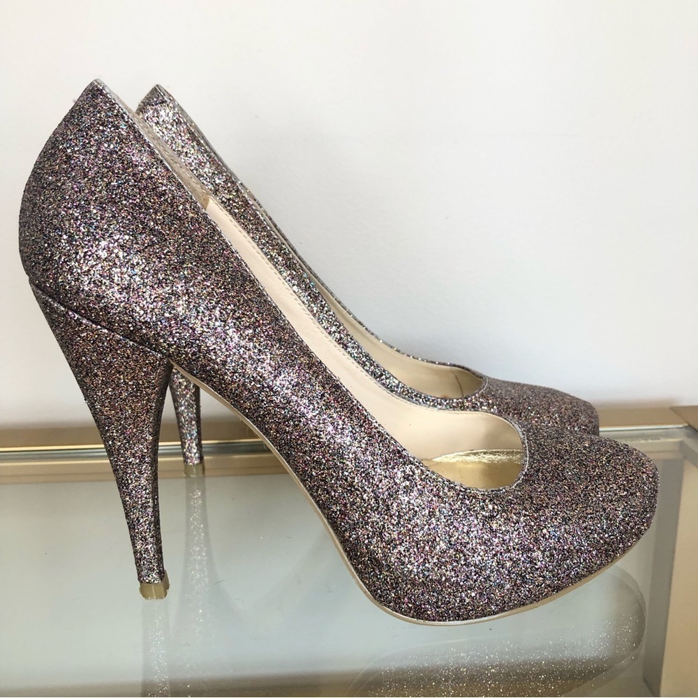 Steve Madden multi color glitter platform high heel shoes 6.5